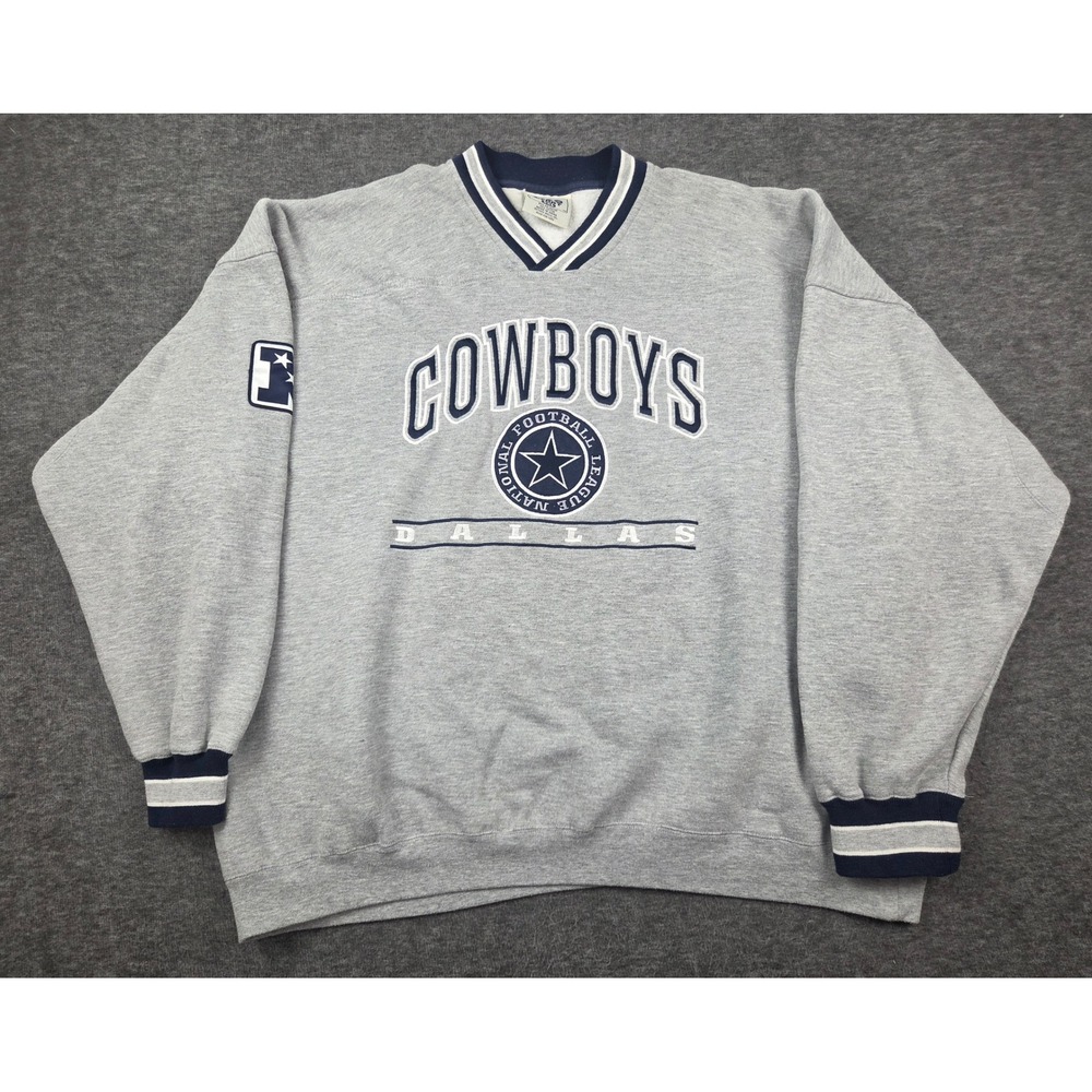 Lee Sport Sweatshirt Mens XXL Gray Dallas Cowboys V-Neck VTG 90s Y2K Pullover